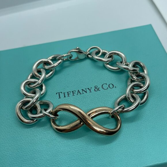 Tiffany & Co Authentic Chunky Large Link Rubedo Silver Infinity Bracelet 7.5" - Picture 13 of 14